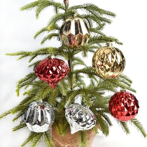 Christmas tree decoration supplies Christmas plastic ball pendant gold silver red destruction effect decoration