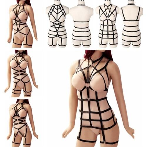 Womens Full Body Harness Bandage Sexy Bondage Restraint Chest Corset Pentagoram Party Rave Strap Underwear Garter Sex Product