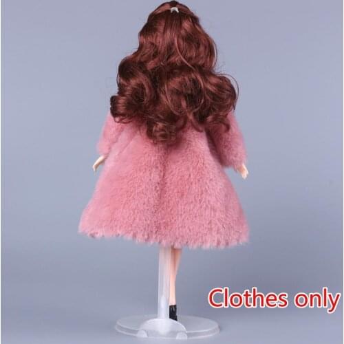 1 Set Multicolor Long Sleeve Soft Fur Coat Tops Dress Winter Casual For 28/30 Warm Clothes Wear Kids Toy Accessories G6J8