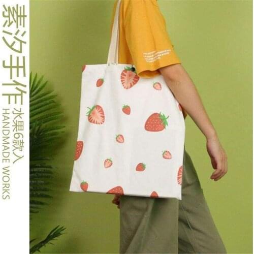 1PC Womens Korean Student Portable Cotton Shopping Bag Japanese Art Shopping Single Shoulder Canvas Bag