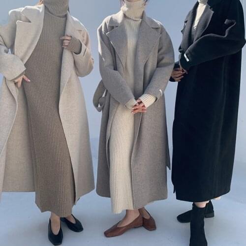 2021 Thick Outwear Clothes Women Trench Coat Jacket Korean Winter Woman Overcoats Long Solid Clothes Woolen Vintage Blend Coats