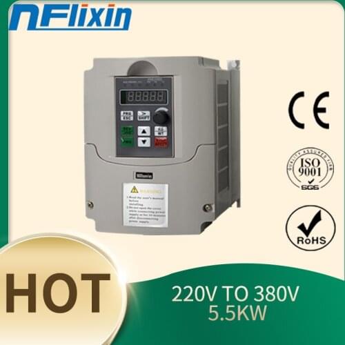 5.5KW VFD Single Phase input 220v and 3 Phase Output 380V Frequency Converter/Adjustable Speed Drive/Frequency Inverter