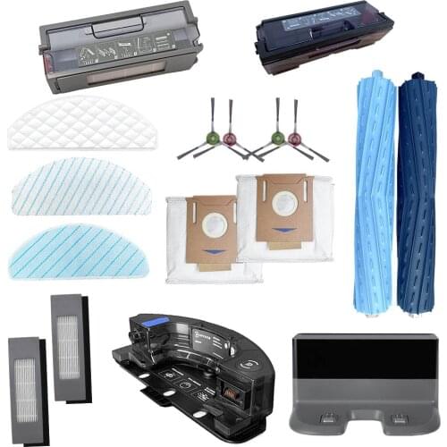 For ECOVACS Deebot T9AIVI Accessory Rubber Roller for ECOVACS T9AIVI Main Brush HEPA Filter Side Brush Mop Cloth Dustbin Dustbag