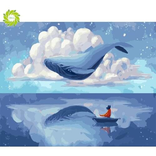SNA DIY Diamond Painting Cross Stitch Diamond Embroidery whale Full Square Rhinestone Mosaic Unfinished Home Decoration Gift