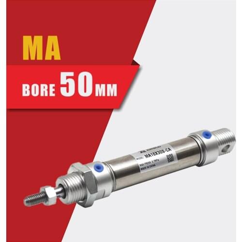 Free Shipping MA50 Stainless Steel Double Acting Mini Pneumatic Cylinder 25 To 300 mm Stroke Air Pressure Cylinder