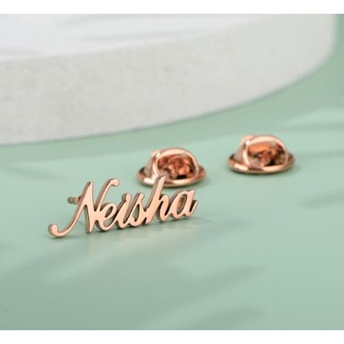 Custom Name Brooches For Women Men Rose Gold Silver Color Stainless Steel Brooch Pins Badges Personalized Jewelry On Clothes