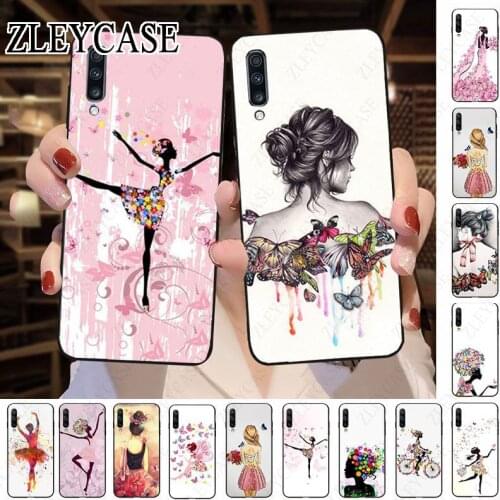 Butterfly Dancing Girl Effect TPU Soft Phone Case For Samsung Galaxy A50 A10 A20 A20E A20S A30S A40 A51 A70 A30 A6 A7 A8 Shell