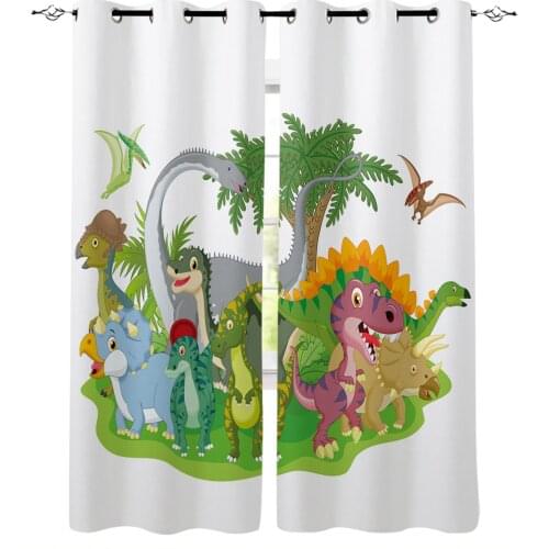 Colour Dinosaur Windows Curtains For Living Room Bedroom Decorative Kitchen Curtains Drapes Treatments