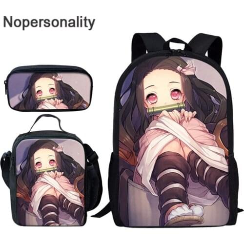 Nopersonality 3PCs/Set Childrens School Backpack Devils Blade Kids School Bags Cartoon Animal Design Teenagers Book-Bags Set