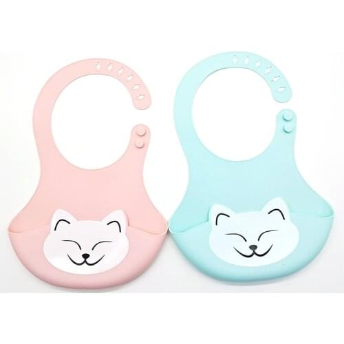Baby Bib for Newborn Cute Cartoon Print Kid Feeding Arpon Waterproof Baby Bibs Silicone Adjustable Food Saliva Towel Burp Cloth