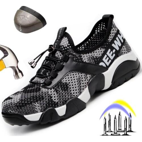 Breathable Work Shoes Men Safety Shoes Steel Toe Work Boots Indestructible Shoe Working Sneaker Summer Lightweight Anti-puncture