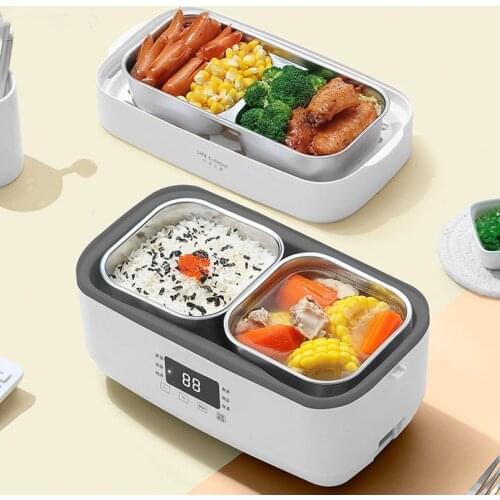 Electric Lunch Box Multifunction Rice Cooker Food Warmer Stainless Steel Portable Double-layer Heated Lunch Box Travel 220V