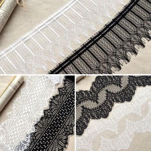 3Meters White Black Eyelash Lace Trim Flowers Underwear Bra Decor Craft Sewing Lace Fabric Dress Making DIY