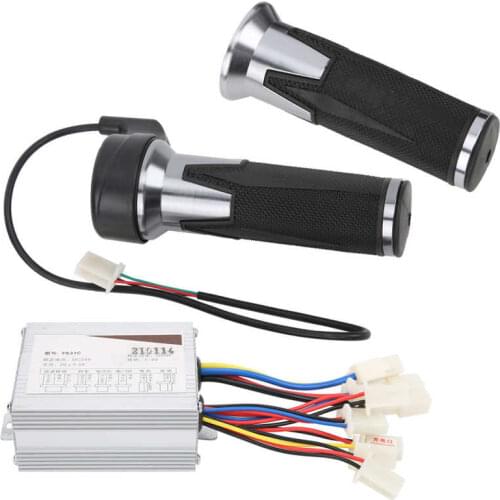 24V 500W Electric Bike Brushed Controller + Throttle Grips Kit Anti-Slip Twist Handle for Electric Bicycles/Scooters/Tricycles