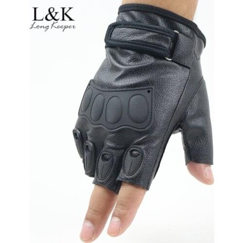 Men Army Tactical Half Finger Gloves Outdoor Sports PU Leather Combat Cycling Mittens Mens Training Shooting Fingerless Gloves