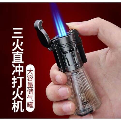Honest 2021 NEW Metal grinding wheel large capacity jet Turbo torch 3 flame cigar Butane inflatable cigarette lighter(no gas)