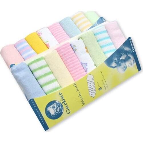 Pudcoco 8pcs New Soft Baby Kids Children Infant Toddler Newborn Boy Girl Bath Towel Lovely Soft Washcloth Wipe Random Color