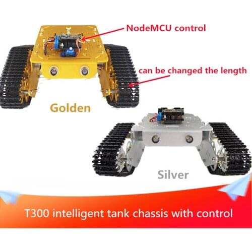 RC T300 Metal Robot Tank Chaiss Wireless WiFi Car with ESP8266 Development Board+ Motor Drive Shield Board base on ESP8266