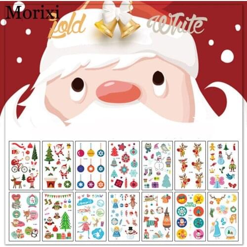 Christmas temporary tattoo colorful tree animals pattern designed water transfer fashion body fake tattoo sticker RA016