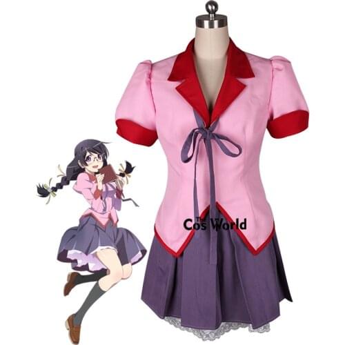 Bakemonogatari Hanekawa Tsubasa School Uniform Tops Dress Outfit Anime Customize Cosplay Costumes
