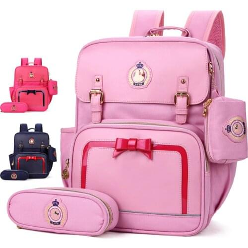 Girls Schoolbags Kids Bow-knot Satchel School Backpack Pencil Case Set Children Primary School Bag for Boys Mochila Infantil