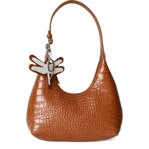 OUSSON 2021New Design Leather Fold Bag Exquisite Female Retro Underarm Bag One Shoulder Bag