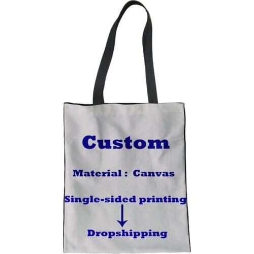 Tote Bag For Custom Girls Reusable Canvas Shopping Bag Grocery Eco Foldable Women Mesenger bolsas Drop Shipping Wholesale