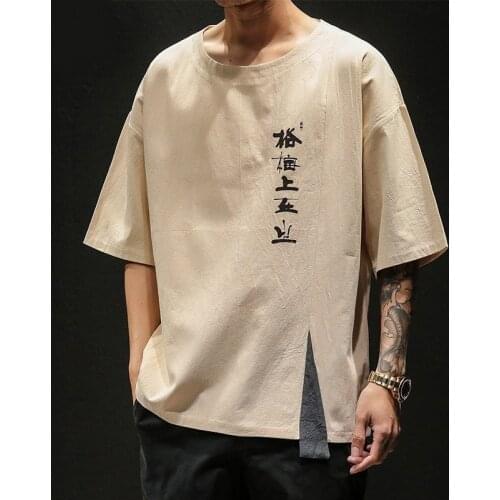 Traditional Chinese Clothing for Men Tang Suit Cotton Linen Tee Shirt Male Oriental Blouse Kung Fu National Chinese Top