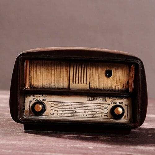 Vintage Radio Craft Bar Accessories Home Decor Retro Nostalgic Ornaments Resin Radio Model Antique Imitation Birthday Gift