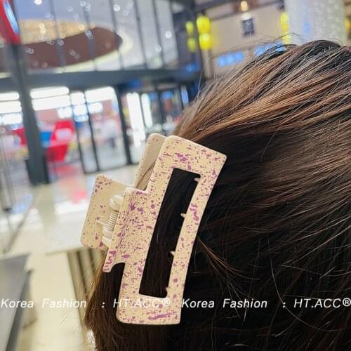 Purple ink dot temperament catch clip South Korea ins large plate hairpin geometric hollow bath plate hairpin hair accessories