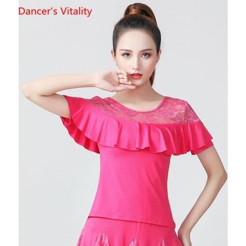 Fashion Dancing Performance Wear Tops Women Ballroom Blouses Latin Waltz Standard Modern Blouses Short Sleeves Dance Wear
