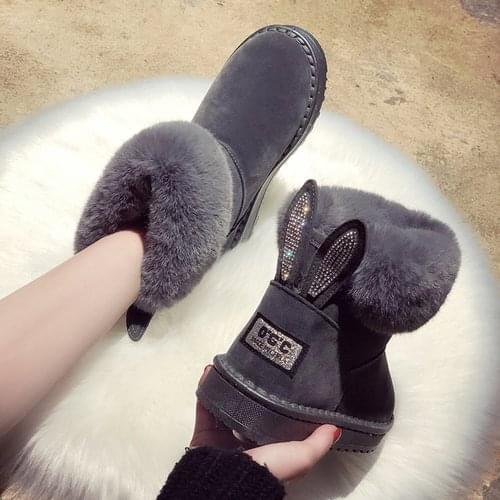 Women Boots Brand Winter Shoes Warm Black Round Toe Casual Plus Size Female Snow Boots