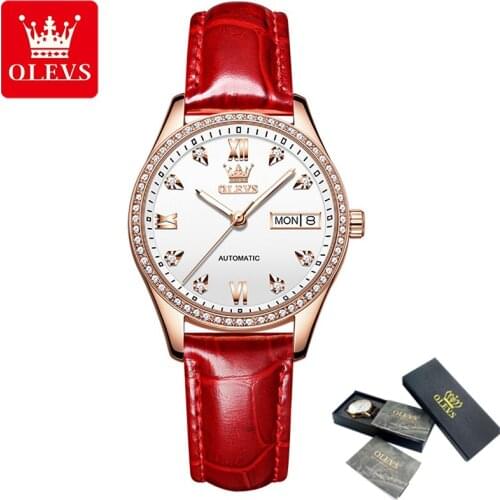 OLEVS Ladies Mechanical Automatic Watches Luxury Brand Watches Fashion Ladies Simple Watches Elegant Waterproof Ladies Suits