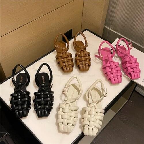 Woman Sandals New Baotou Woven Ladies Shoes Casual Open Toe Flat Sandals For Female Womens Shoes Slides Outdoors Lady Slippers