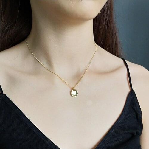 925 Sterling Silver Irregular Design Oval Concave Pendant Necklace For Women 2018 Fine Jewelry Gift Gold Woman Necklace