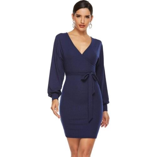 WWENN Black Party Dresses Sexy V-Neck Mini Sashes Solid Long Sleeve Spring Elegant Club Dress Green