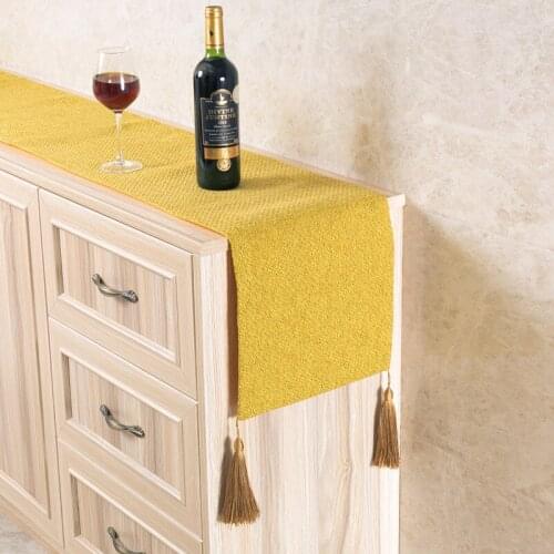 1pc Dyed Woven Polyester Table Runner Decoration Table Cover Dustproof Cabinet Cover 32x180cm 32x200cm Without Placemats