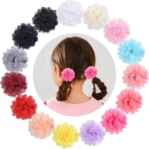 1Pc New Girls Lace Glitter Flower Hair Clips Baby Sweet Headband Hairpins Children Hair Ornament Barrettes Kids Hair Accessories