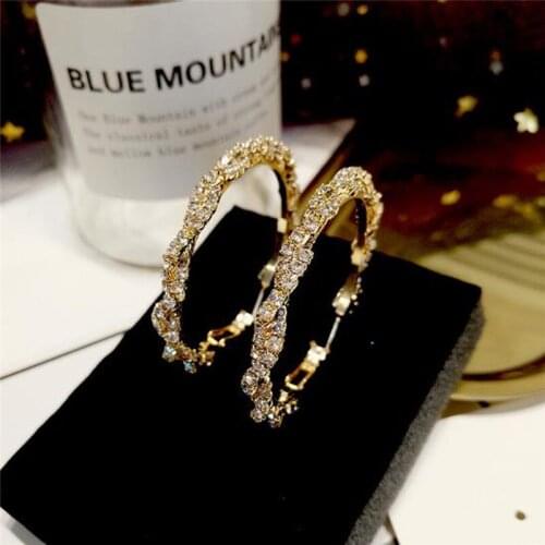1PCS Helix Hoop Earrings For Women Crystal Copper Plated Circle Earrings Hoop Rhinestone Earrings Gold Jewelry Earrings
