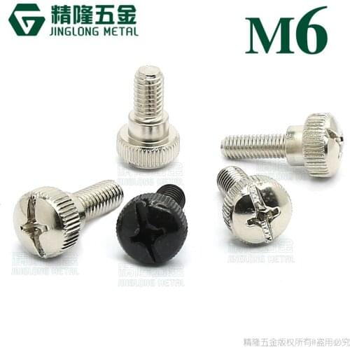 10Pcs Thumb Screw Thread Teeth M6*10 12 14 Computer PC Case Toolless Adjustment Screw Nickel Plating Black Zinc
