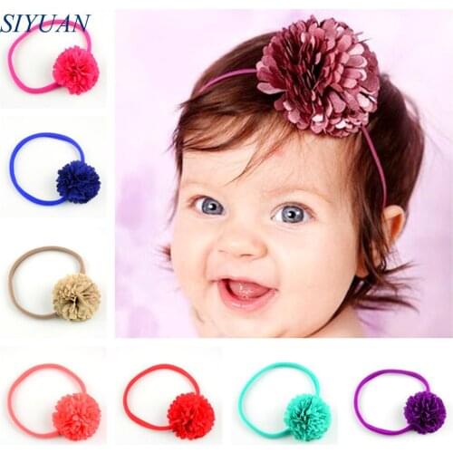 100pcs/lot 24 Color U Pick 6cm Chiffon Flowers With Nude Nylon Headband Newborn Photo Prop Smash Cake FDA220