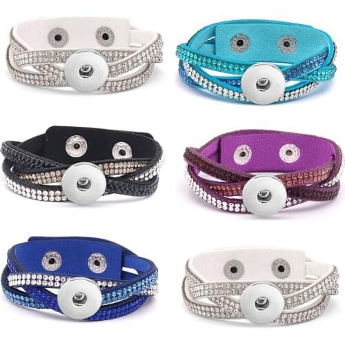 18mm New Korean velvet crystal snap button jewelry DIY bracelet MH733 BOBOSGIRL