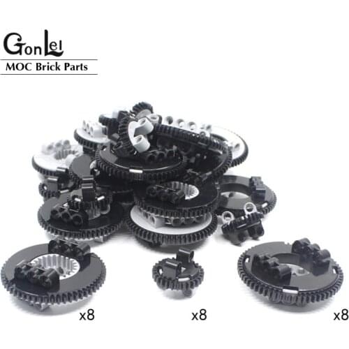 24Pcs/lot High-Tech Gears Rack Combination/Rotating Platform MOC Building Blocks Parts High-Tech DIY Toys 18938 50163 99010