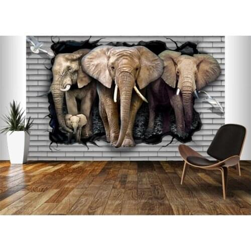 Custom photo 3d wallpaper Elephant relief brick wall living room background home decor 3d wall murals wallpaper for walls 3 d