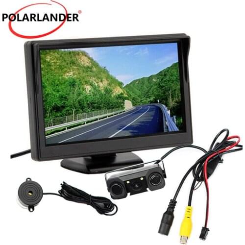 5 Inch TFT HD Desktop 360 Degree Reversing Radar Waterproof Rear Camera Parking Monitor Short-Term Car Monitor Night Vision
