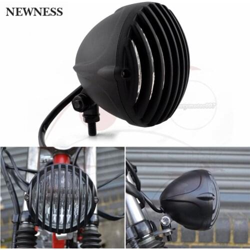 5'' Headlight Emarked Scalloped Headlamp Front Light Finned Grill Round For Harley Bobber Chopper Sportster Custom Honda Yamaha