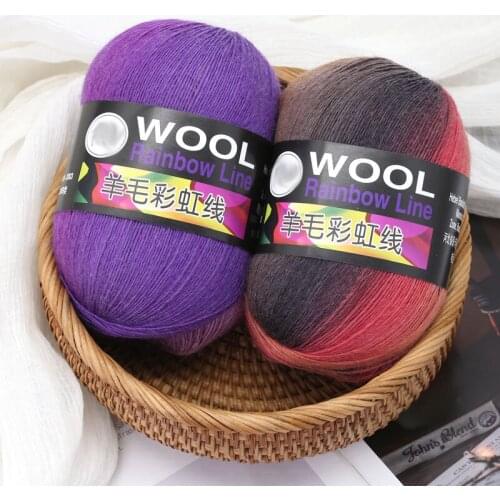 50g/roll section gradient dyed rainbow wool yarn crochet fine thread DIY handmade for knitting sweater hat scarf sofa cushion