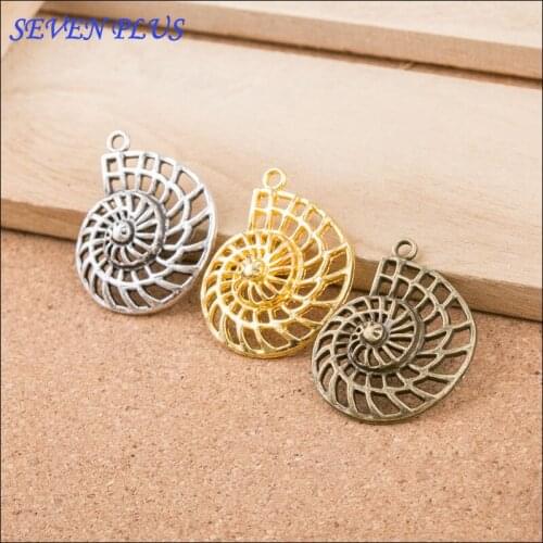 High Quality 10 Pieces/Lot 36mm*28mm Alloy Material Hollow Out Seashell Charm Sea Nail Charms For Jewelry Making
