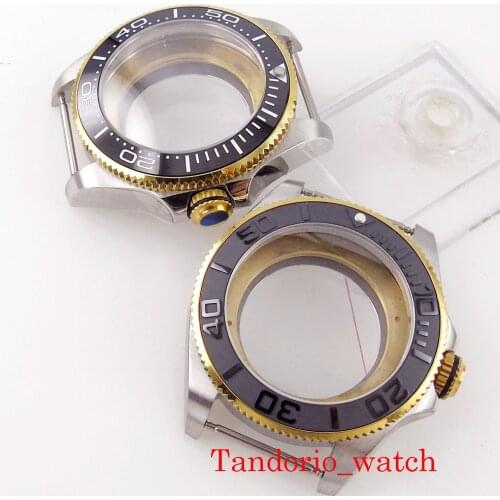 For NH35A NH36A MIYOTA 8215 821A ETA 2824 DG 2813 3804 Movement 43mm Two Tone Gold Plated Bezel 316lLStainless Steel Watch Case