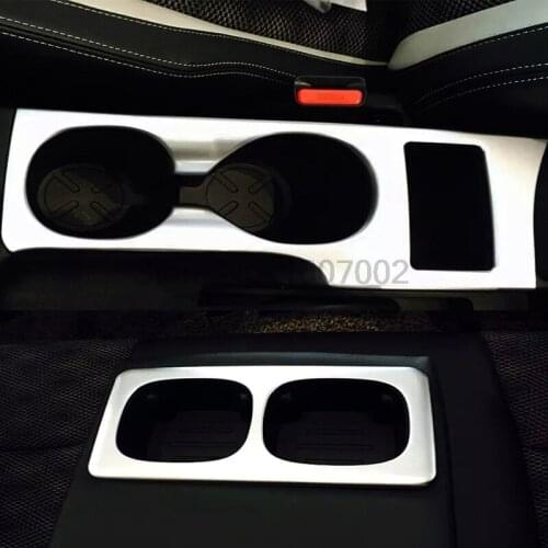 For Nissan Qashqai 2015 2016 2017 2pcs Front + Rear Seat Cup Holders Cover Trim Bezel Matte Chromium Styling Car Accessries